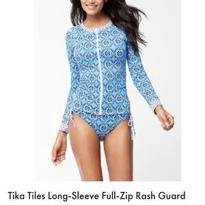 Tommy Bahama Blue and White Rash Guard